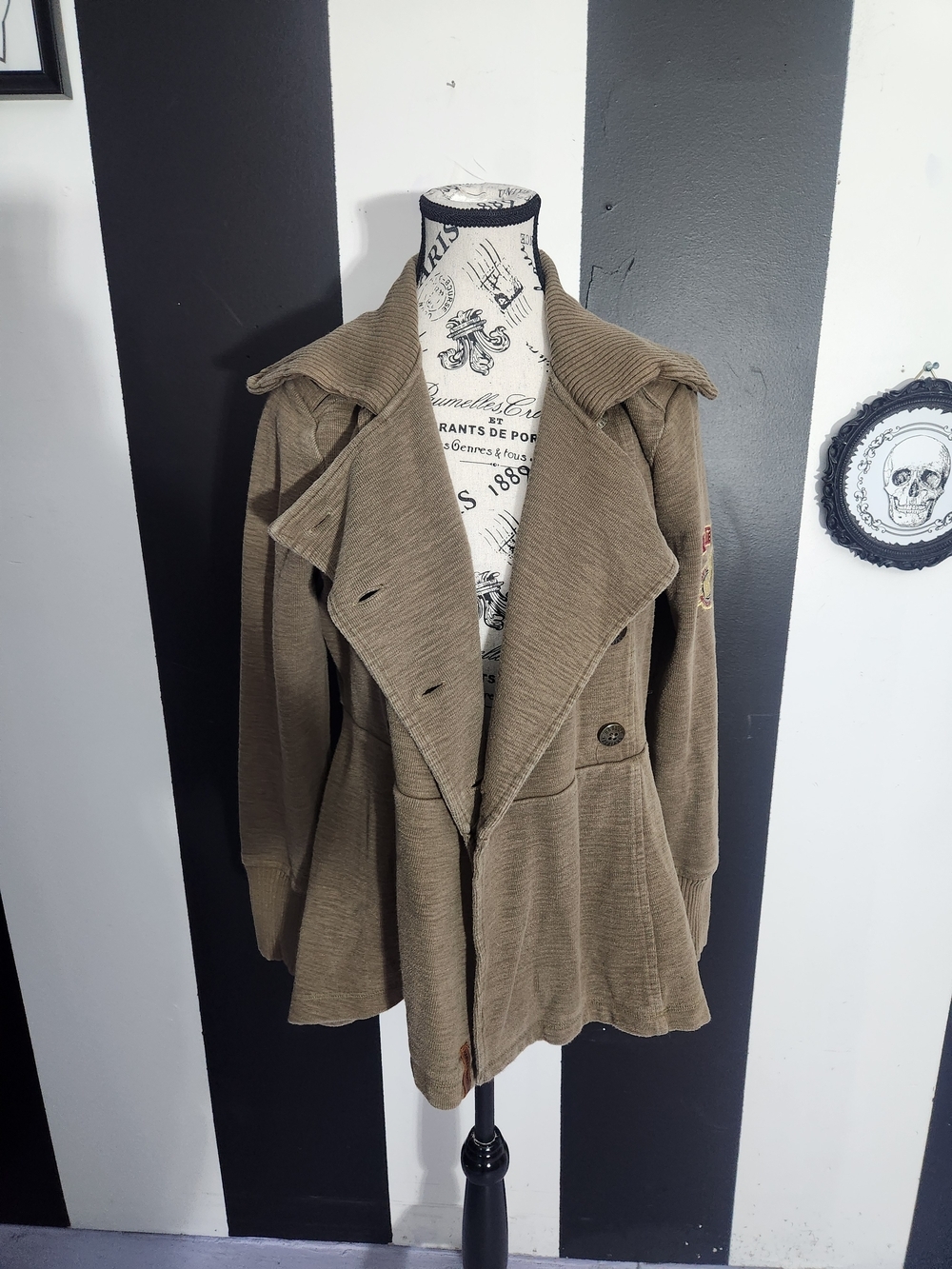 Harley-Davidson Olive Double-Breasted Pea Coat